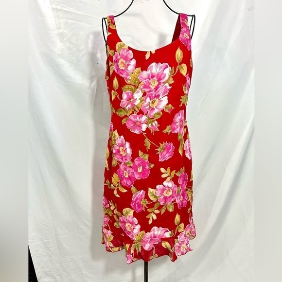 Vintage Andrea Polizzi for Rex Lester floral red mini dress size 6 - Picture 4 of 10